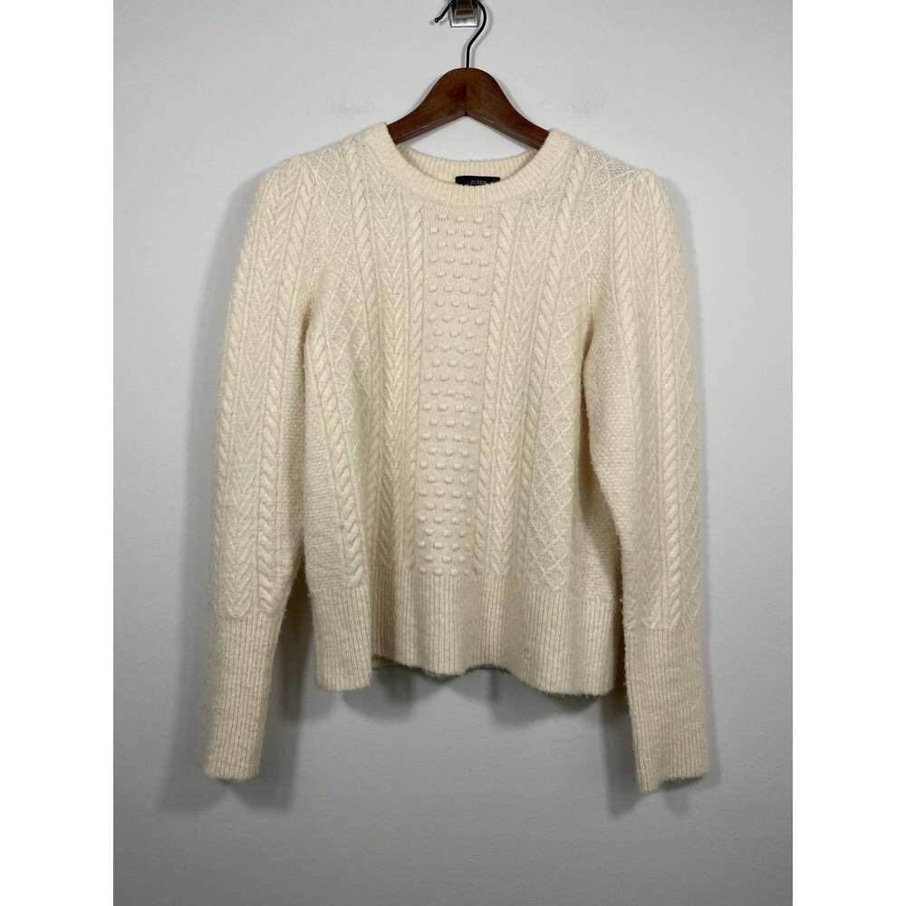 J.Crew Cream Cable Knit Sweater Size S Merino Wool Alpaca Blend